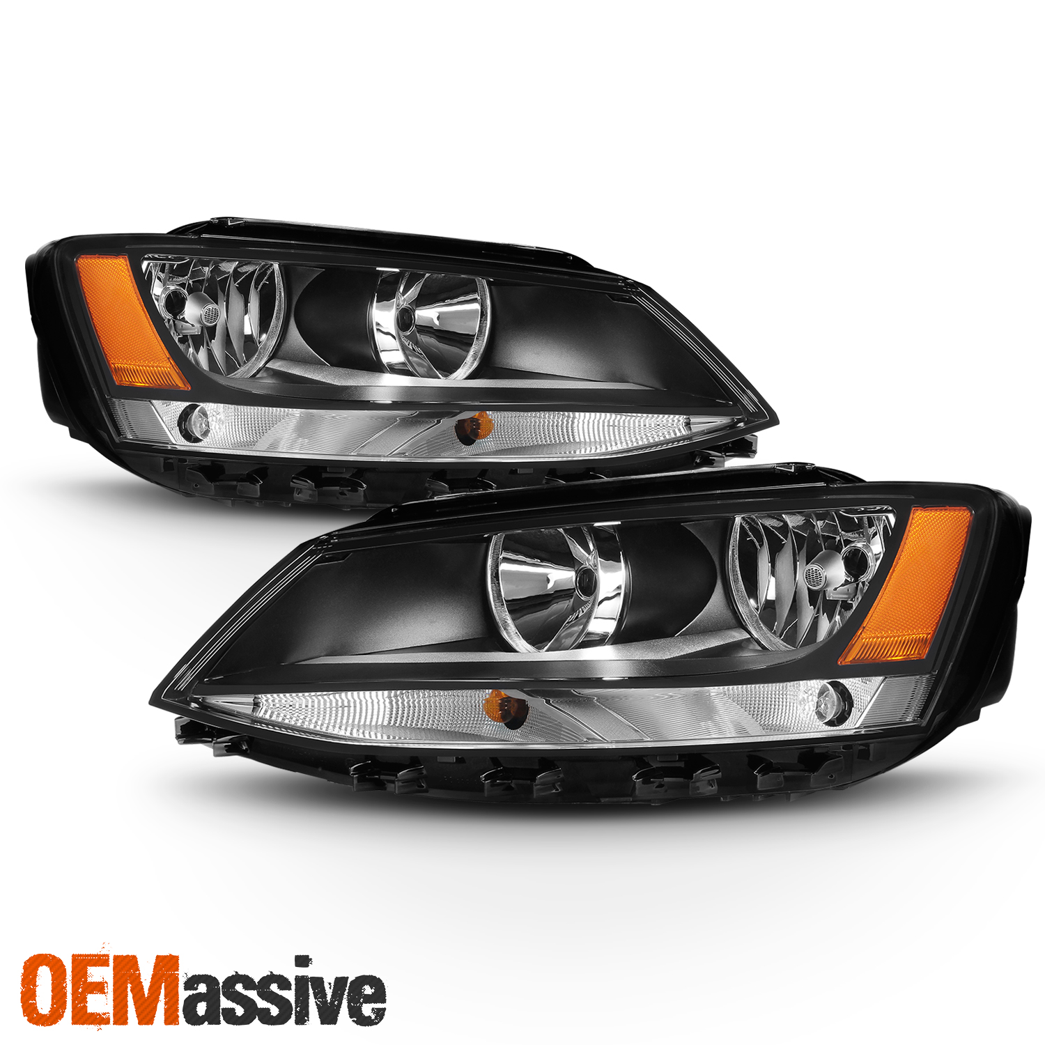 Fit Black 20112018 Volkswagen VW Jetta Sedan Headlights Lamps